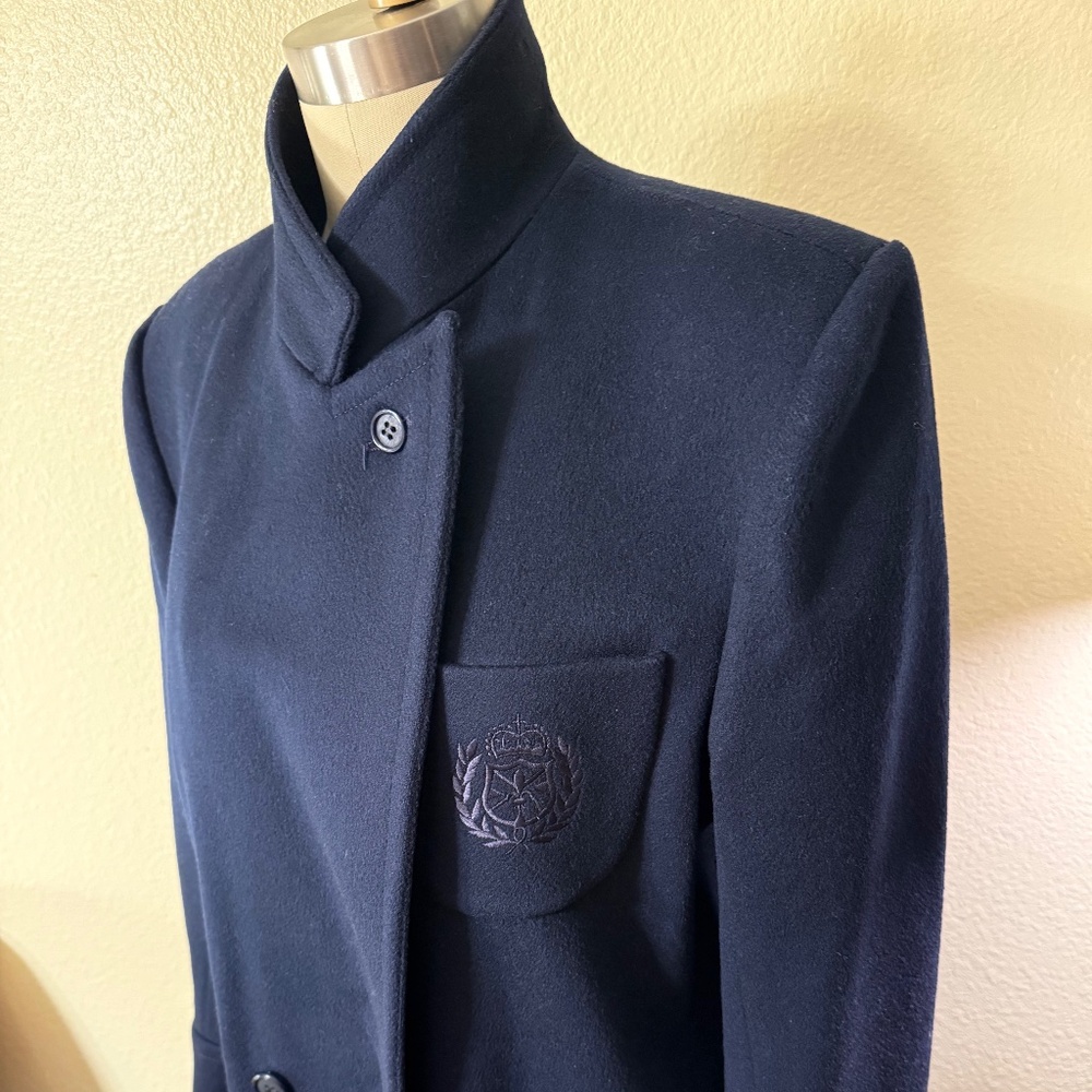 Vintage Ashley Scott Wool Navy Long Coat Size Medium
